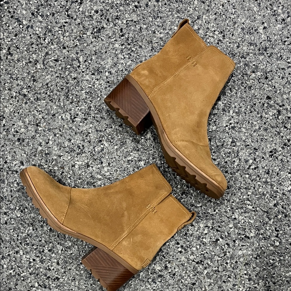 Sorel Stylish Tan Heeled Boots for Women ankle chunky 9.5 - Picture 8 of 16